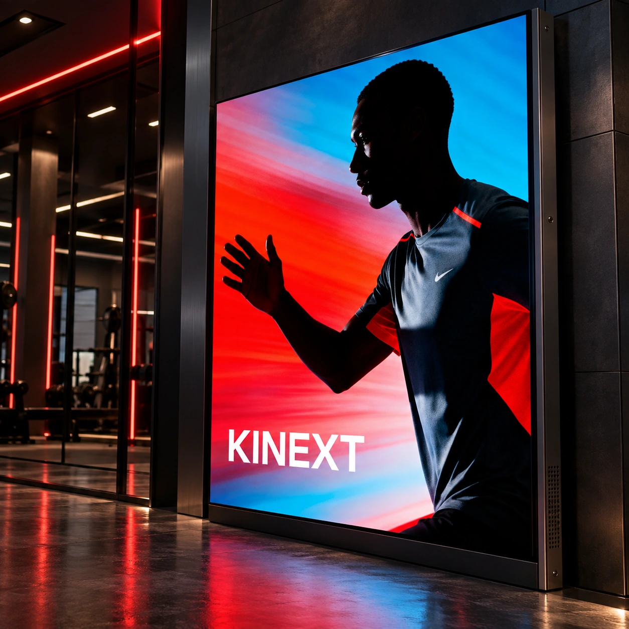 Рекламная кампания KINEXT на интерьерном дисплее